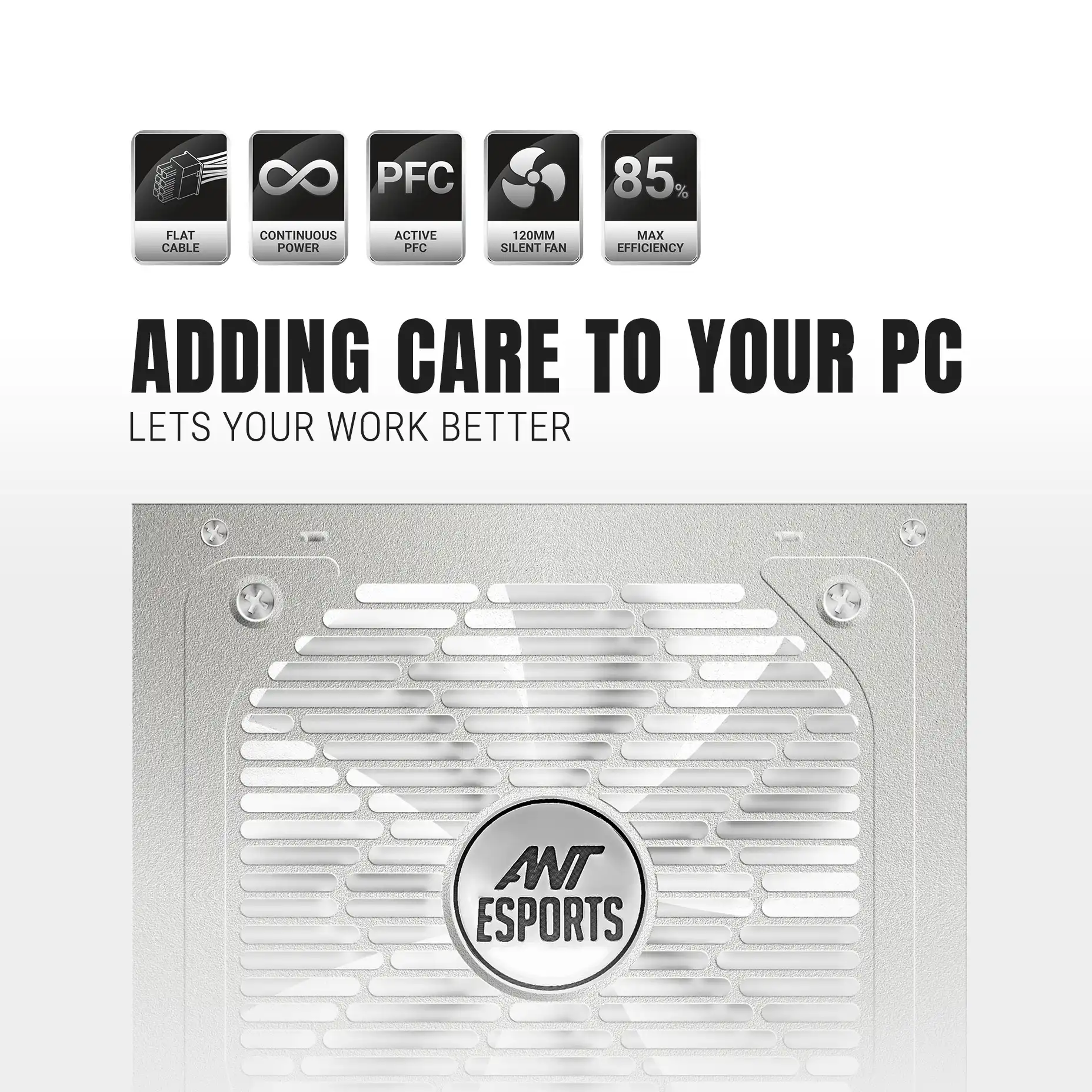 Ant Esports RX650 650W 80 Plus Bronze Power Supply - White 6