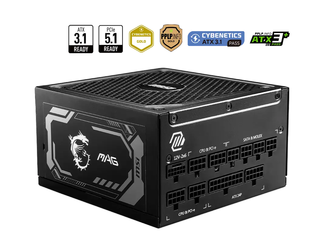 MSI MAG A1250GL PCIE5 1250W 80 Plus Gold Power Supply