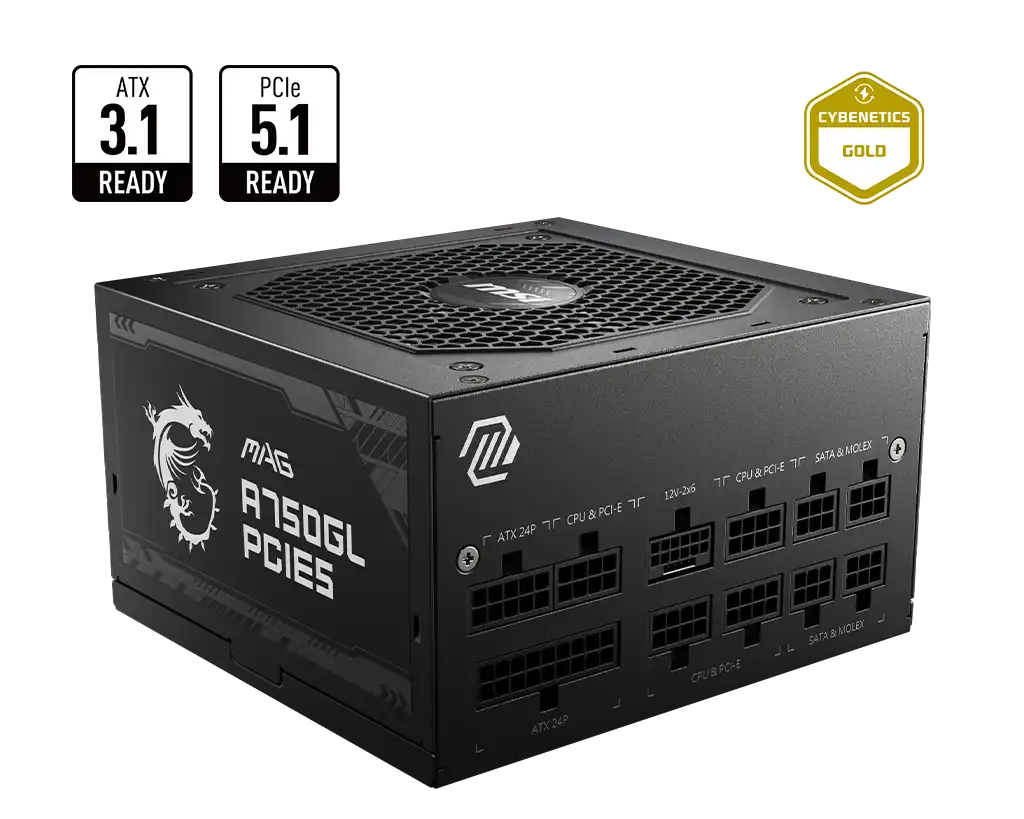 MSI MAG A750GL PCIE5 750W 80 Plus Gold Power Supply 1