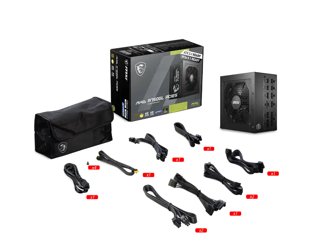 MSI MAG A750GL PCIE5 750W 80 Plus Gold Power Supply 5