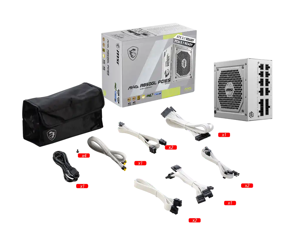 MSI MAG A850GL PCIE5 WHITE 850W 80 Plus Gold Power Supply 4
