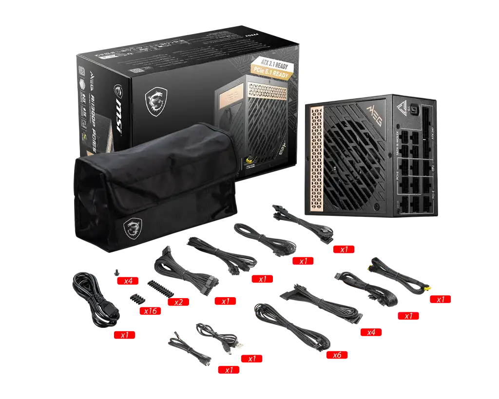 MSI MEG Ai1300P PCIE5 1300W 80 Plus Platinum Power Supply 5