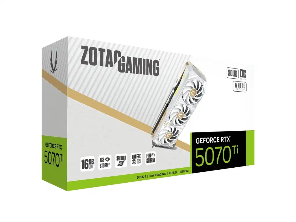 ZOTAC GAMING GeForce RTX 5070 Ti 16GB GDDR7 SOLID CORE OC White Edition Graphics Card 7