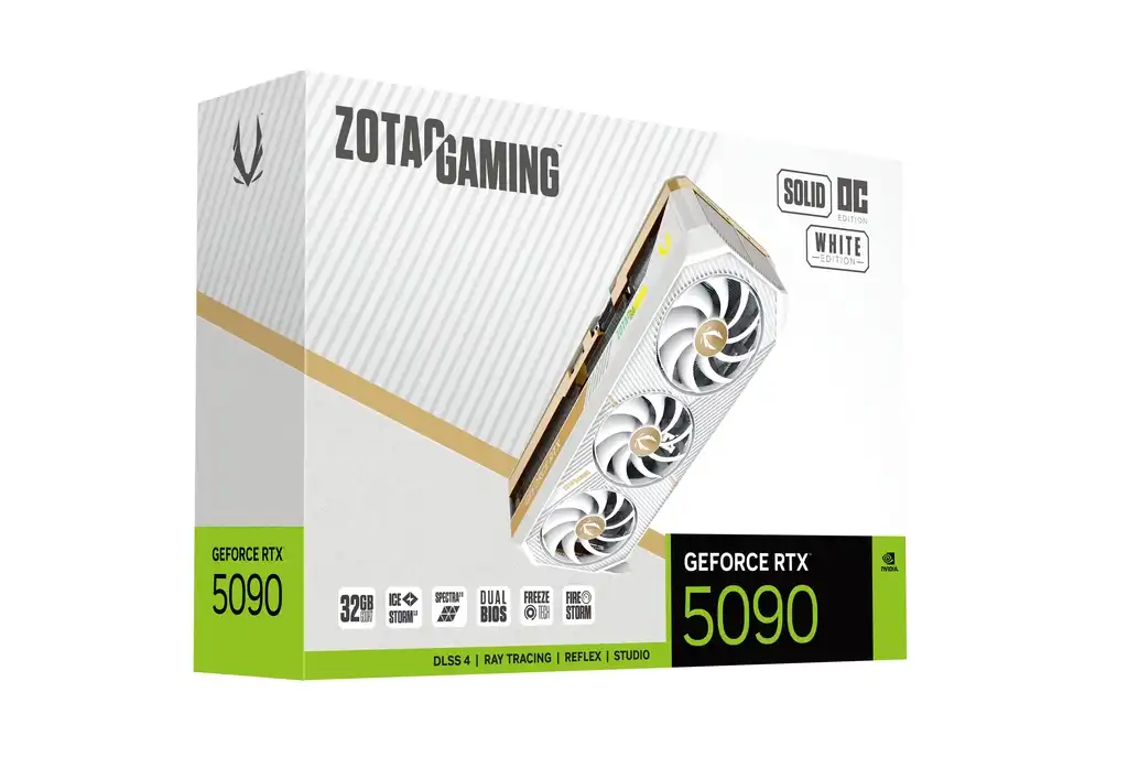 ZOTAC GAMING GeForce RTX 5090 32GB GDDR7 SOLID OC White Edition Graphics Card 5