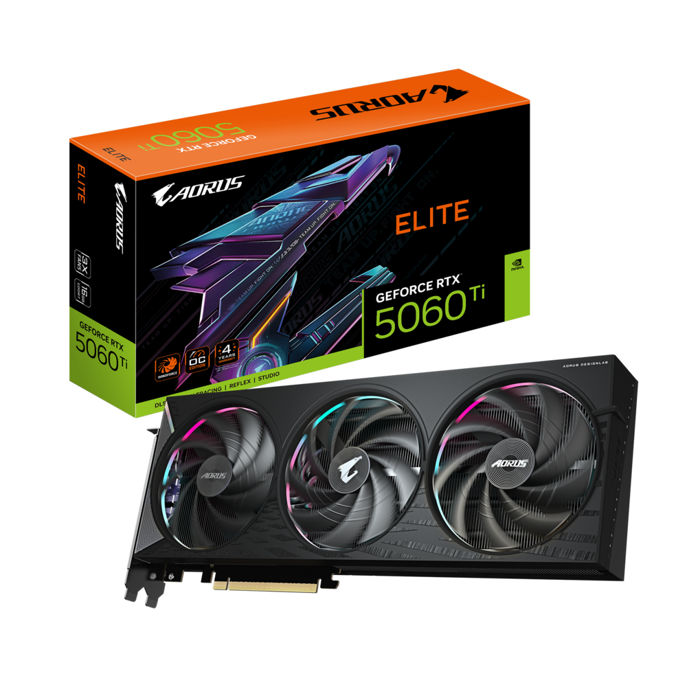 GIGABYTE AORUS GeForce RTX 5060 Ti 16GB GDDR7 ELITE Graphics Card