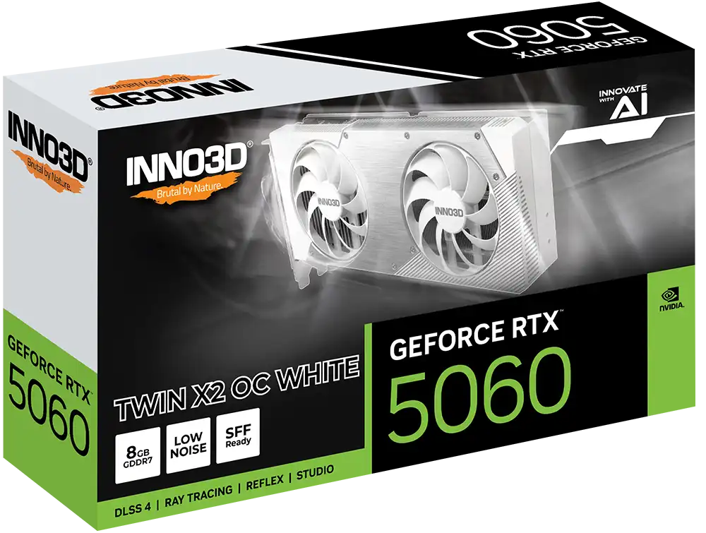 INNO3D GeForce RTX 5060 8GB GDDR7 TWIN X2 OC WHITE Graphics Card 3