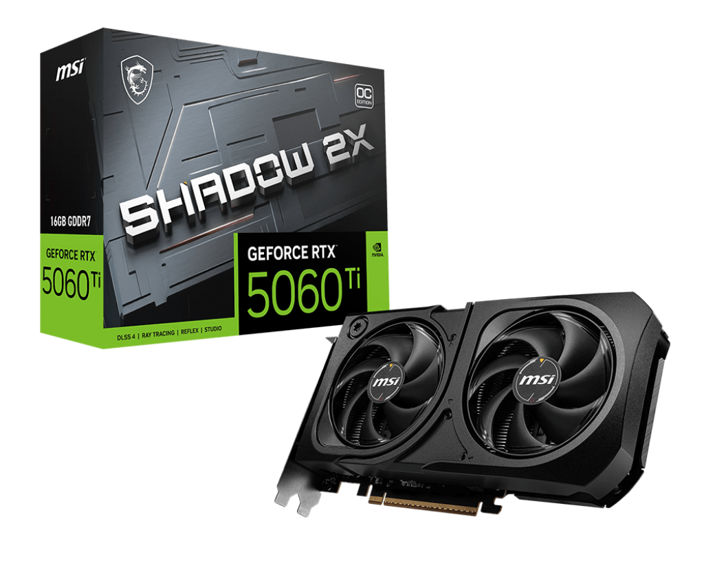 MSI GeForce RTX 5060 Ti 16G SHADOW 2X OC PLUS Graphics Card