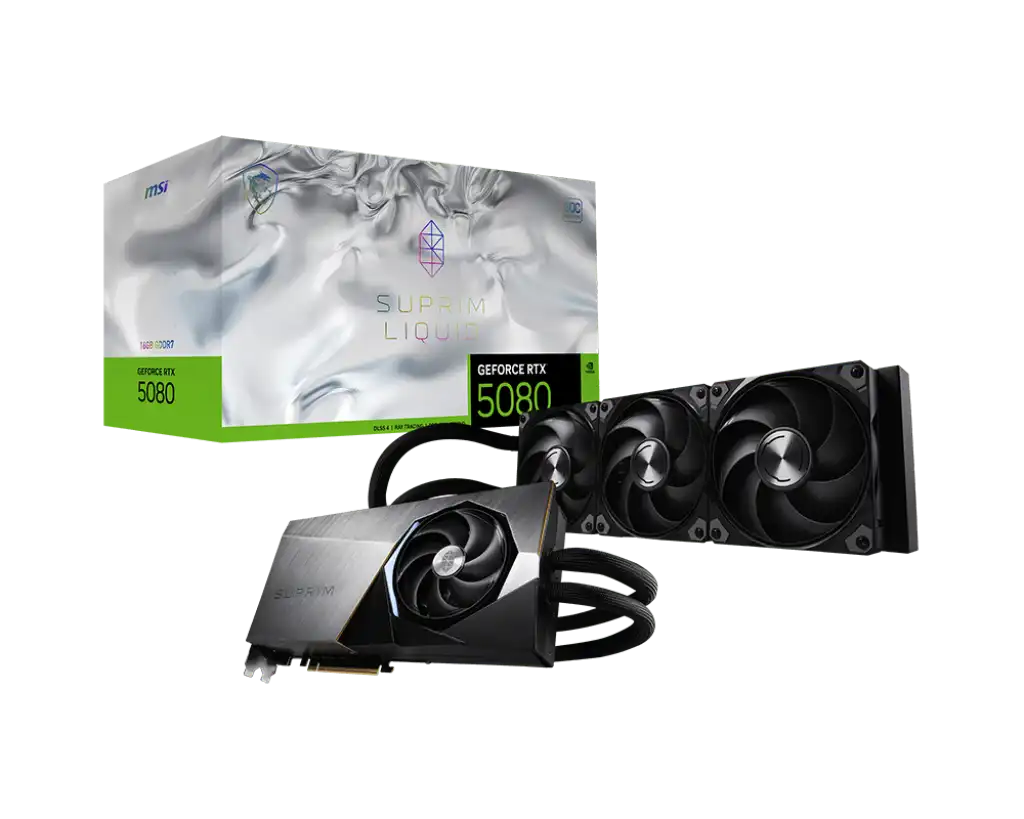 MSI GeForce RTX 5080 16G SUPRIM LIQUID SOC Graphics Card 1