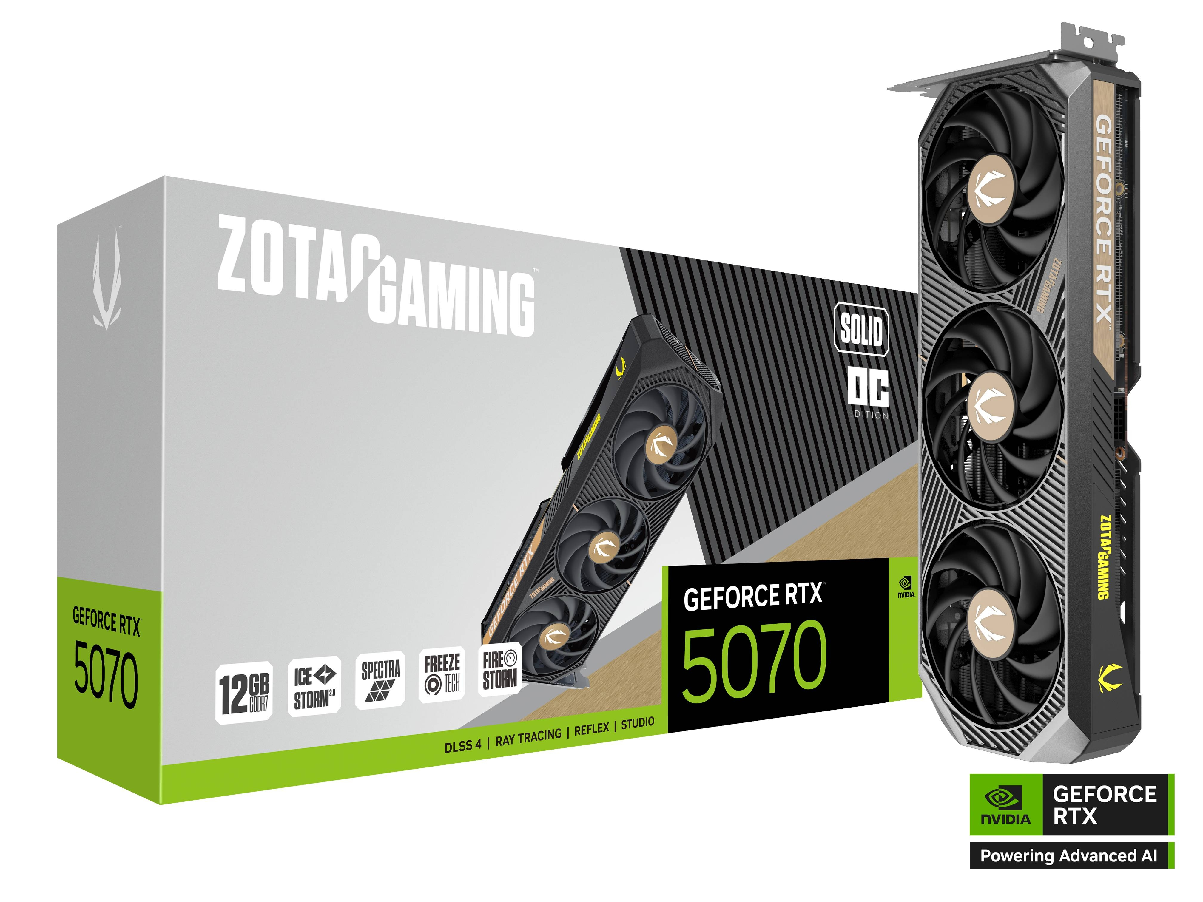 ZOTAC GAMING GeForce RTX 5070 12GB GDDR7 SOLID OC Graphics Card