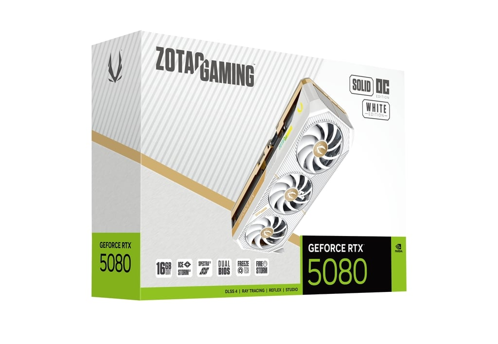 ZOTAC GAMING GeForce RTX 5080 16GB GDDR7 SOLID OC White Edition Graphics Card 6