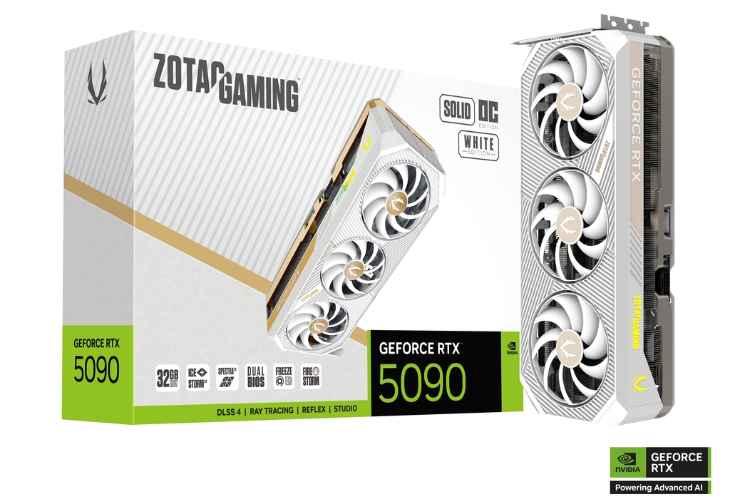 ZOTAC GAMING GeForce RTX 5090 32GB GDDR7 SOLID OC White Edition Graphics Card