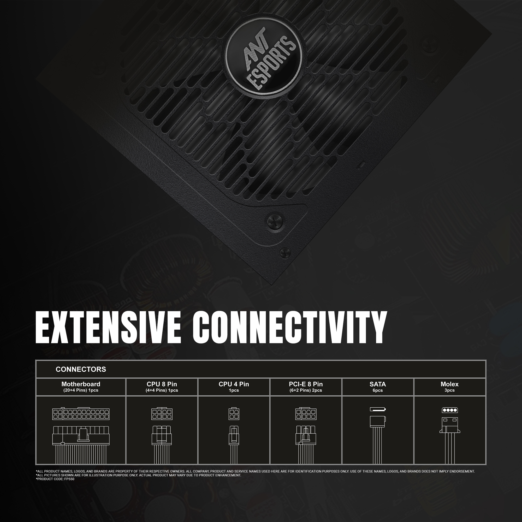 Ant Esports FG650 650W 80 Plus Gold Power Supply 5
