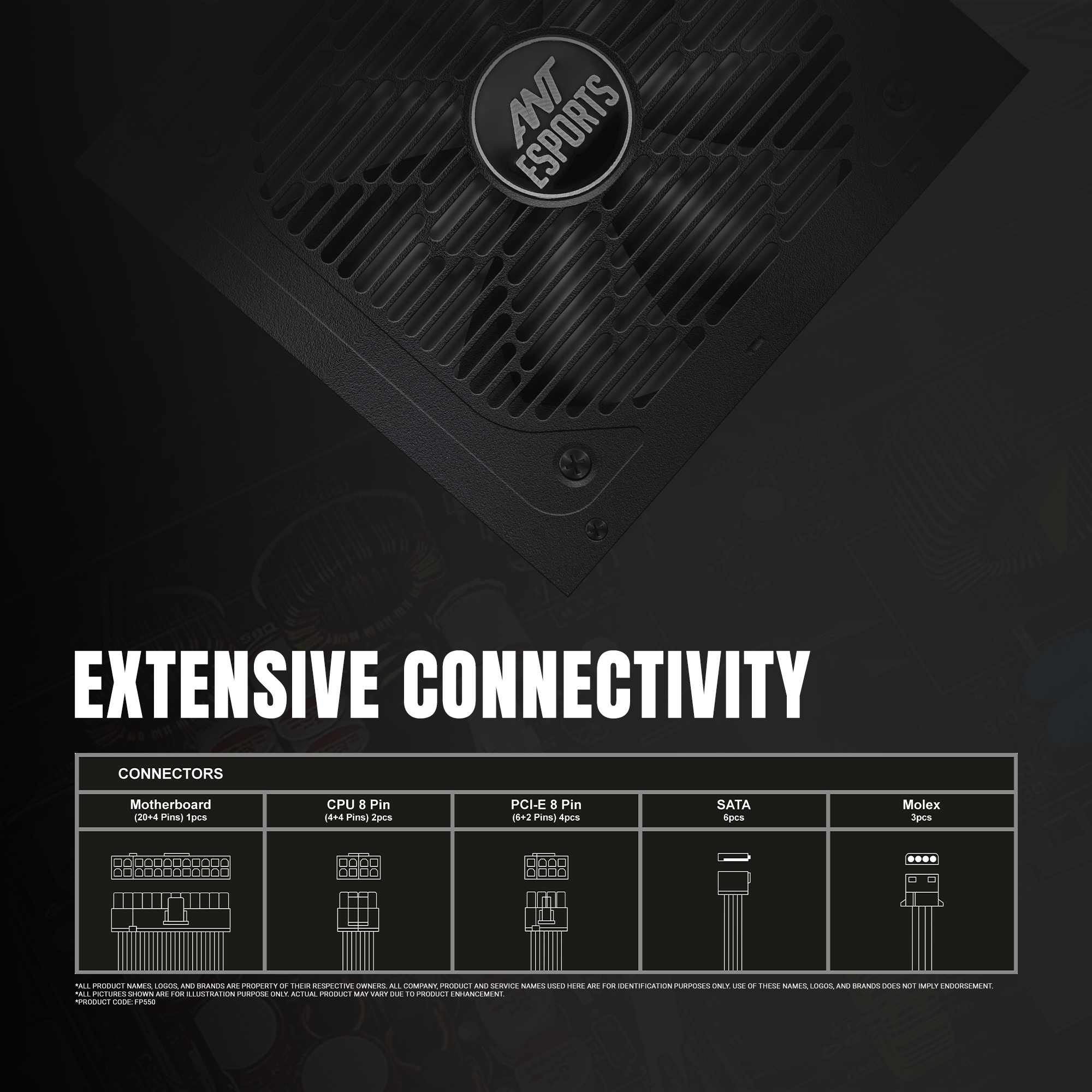 Ant Esports FG750 750W 80 Plus Gold Power Supply 6