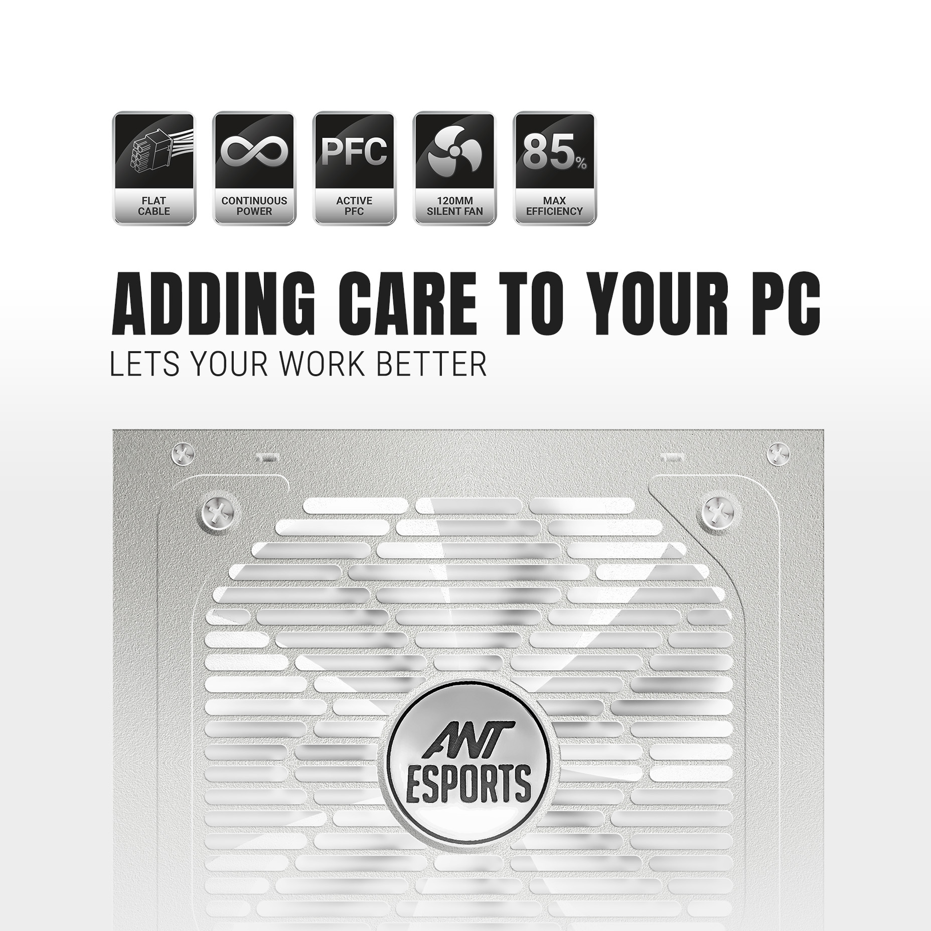 Ant Esports RX650 650W 80 Plus Bronze Power Supply - White 6