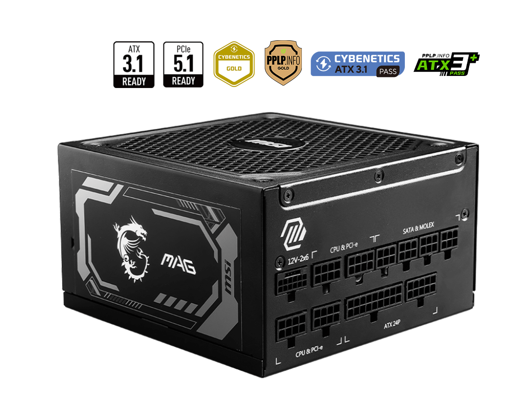 MSI MAG A1250GL PCIE5 1250W 80 Plus Gold Power Supply