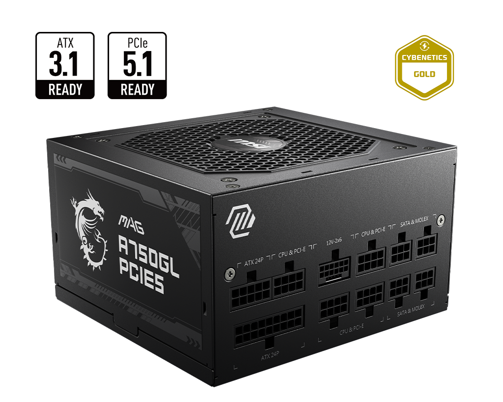MSI MAG A750GL PCIE5 750W 80 Plus Gold Power Supply