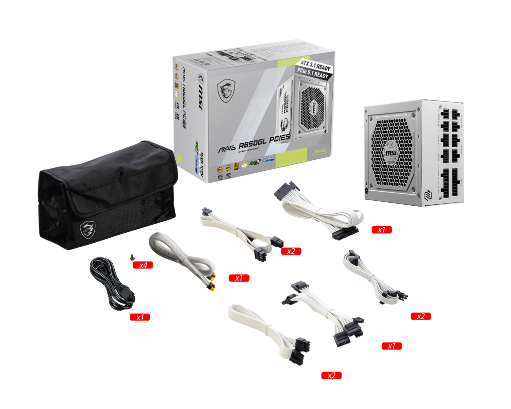 MSI MAG A850GL PCIE5 WHITE 850W 80 Plus Gold Power Supply 4