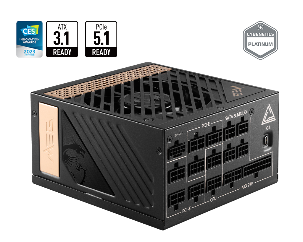 MSI MEG Ai1300P PCIE5 1300W 80 Plus Platinum Power Supply 1